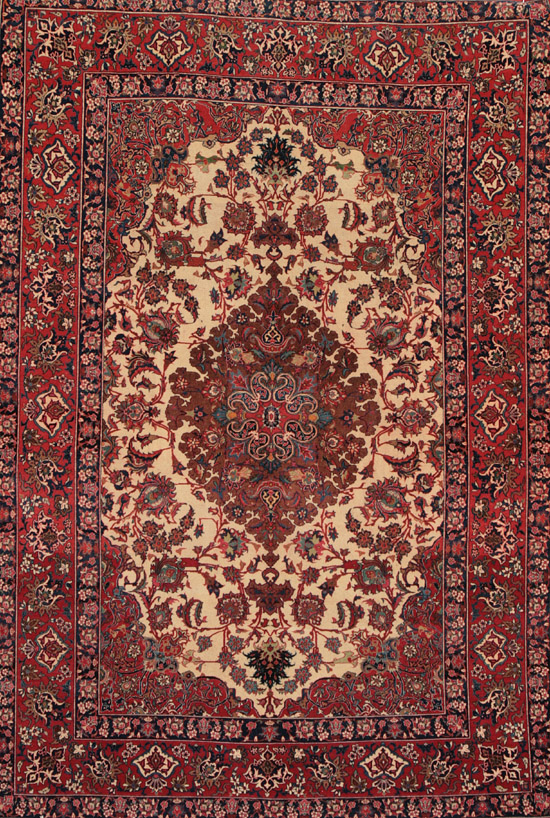 Appraisal: Isphahan Rug Third Quarter th Century Ivory ground with palmette