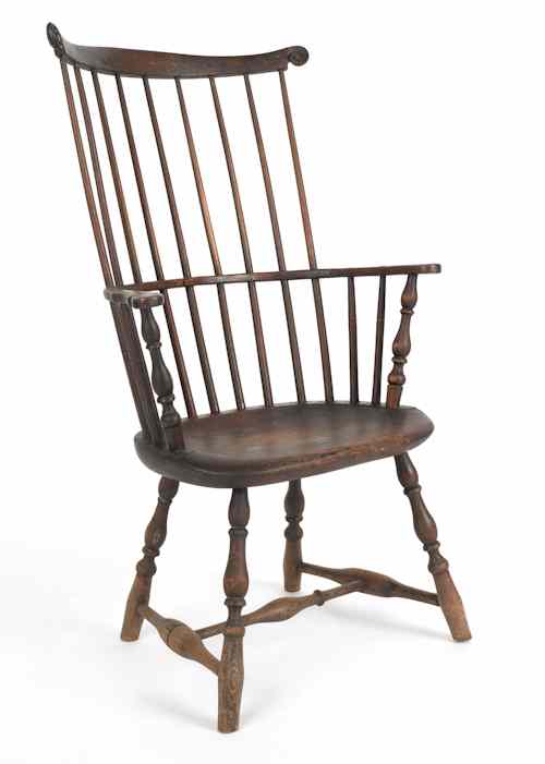 Appraisal: Philadelphia Windsor armchair ca with a crest rail with carved