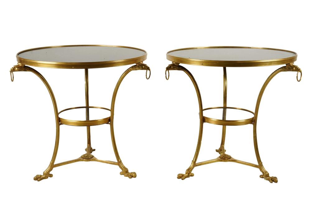 Appraisal: PAIR OF NEOCLASSICAL-STYLE GILT METAL SIDE TABLEScontemporary each round with