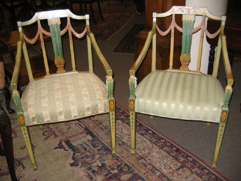 Appraisal: PAIR OF NEO-CLASSICAL STYLE CHAIRS With allover Classical painted decoration