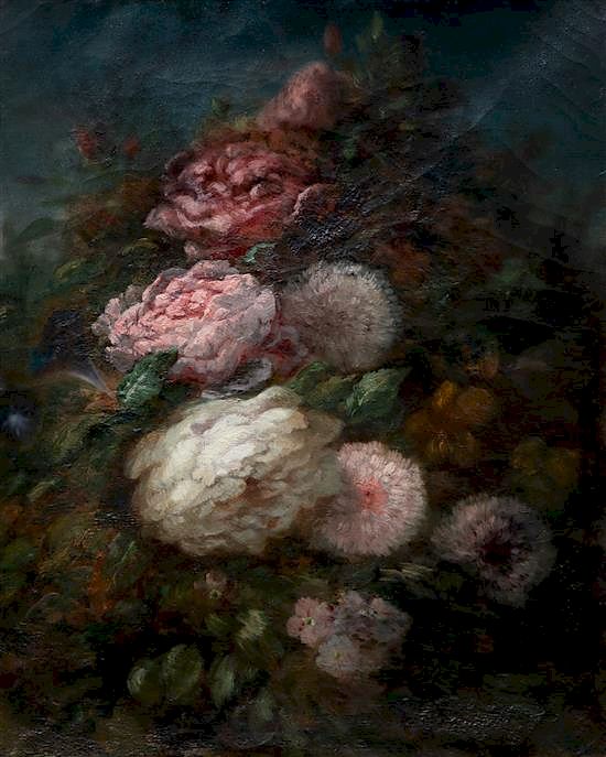 Appraisal: Artist Unknown Continental th Century Still Life with Cabbage Roses