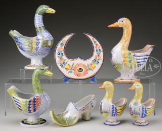 Appraisal: LOT OF QUIMPER PLANTERS FIVE IN THE FORM OF DUCKS