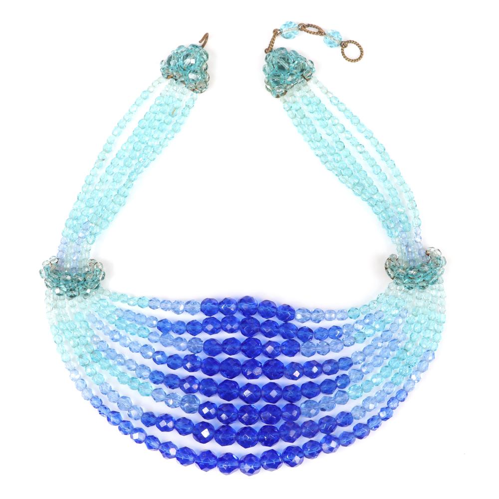 Appraisal: COPPOLA E TOPPO MULTI STRAND COLLAR BIB NECKLACE WITH BLUE