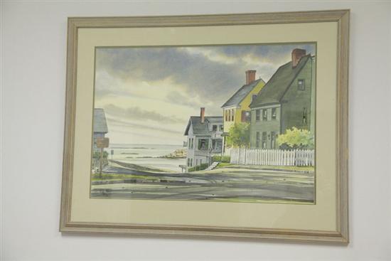 Appraisal: LANDSCAPE PAINTING OF A COASTAL TOWN AMERICAN SCHOOL TH CENTURY