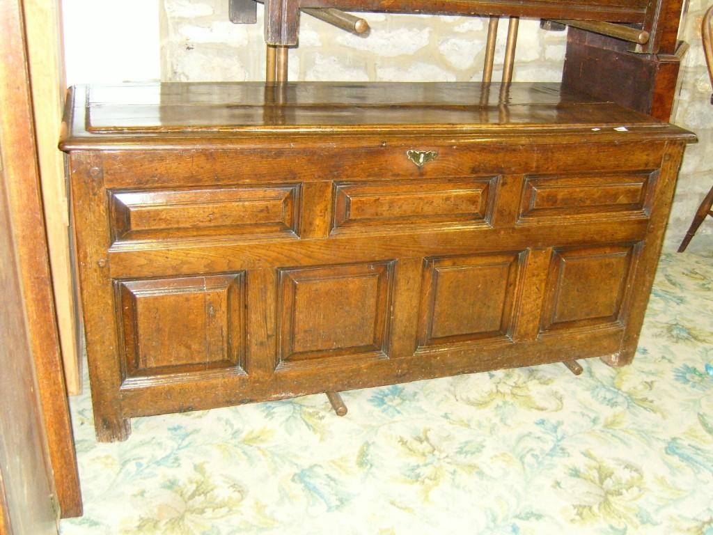 Appraisal: A substantial th century Welsh coffer the framework with deeply