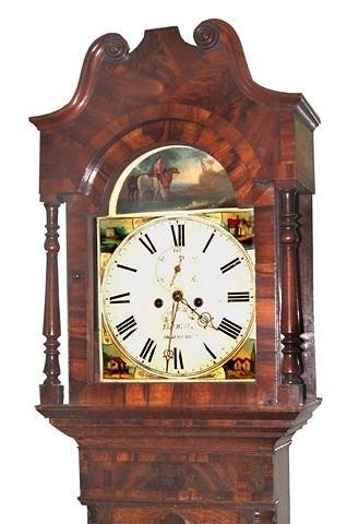 Appraisal: An early th Century oak long case clock the hood