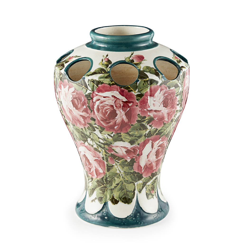 Appraisal: A WEMYSS WARE KENMORE VASE 'CABBAGE ROSES' PATTERN CIRCA decorated