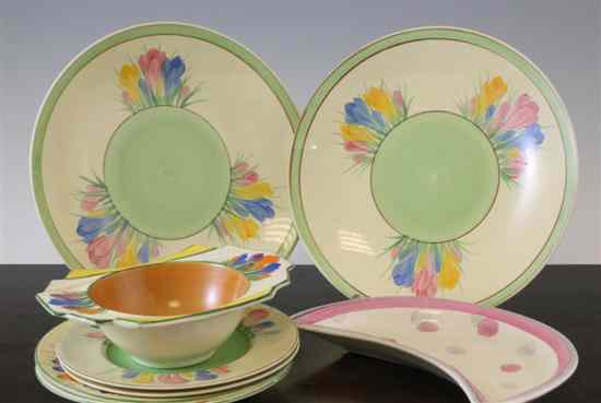 Appraisal: A group of Clarice Cliff dishes comprising an Autumn Crocus