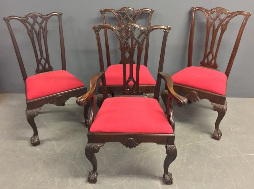 Appraisal: Set of Four Chippendale Mahogany Chairs Set of four Chippendale