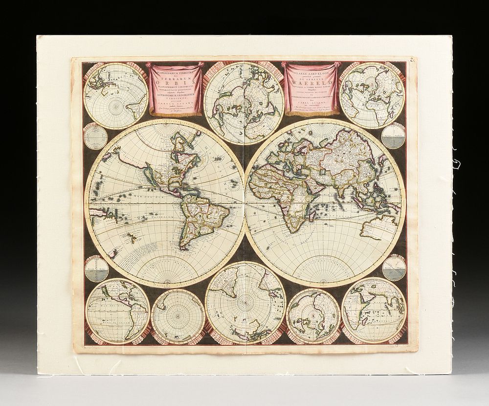 Appraisal: AN ANTIQUE MAP Planisph rium Terrestre sive Terrarum Orbis Planisph