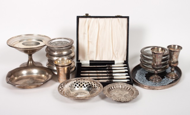 Appraisal: Nineteen assorted silver silver-plated articles including Towle open-worked bowl Gorham