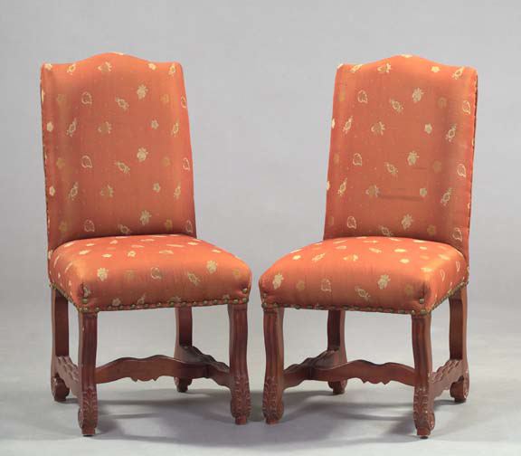 Appraisal: Pair of Regence-Style Fruitwood Sidechairs late th century each with