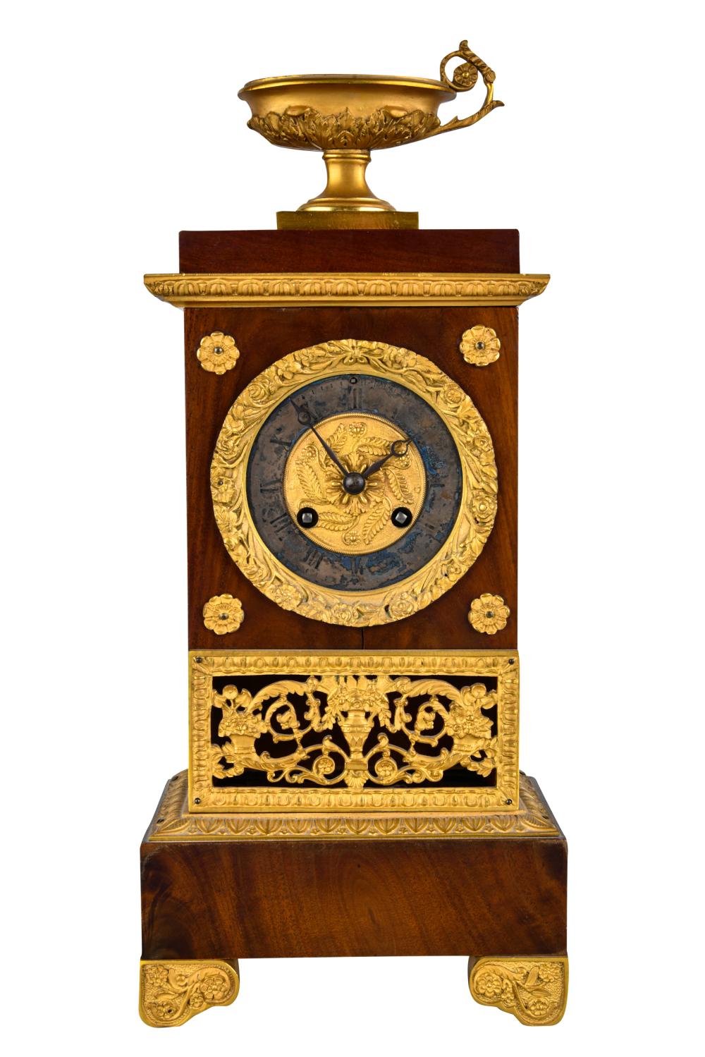 Appraisal: FRENCH EMPIRE STYLE MANTEL CLOCKCondition with break to handle on