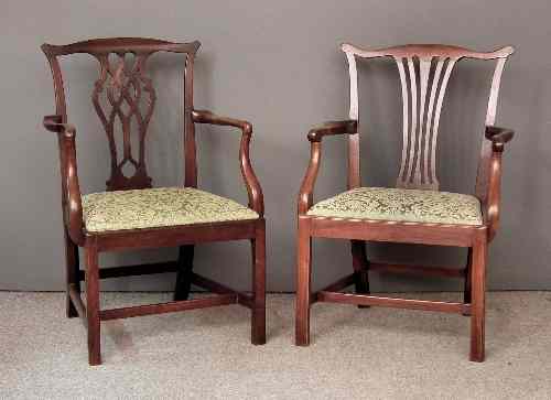 Appraisal: A George III mahogany armchair of Chippendale design with shaped