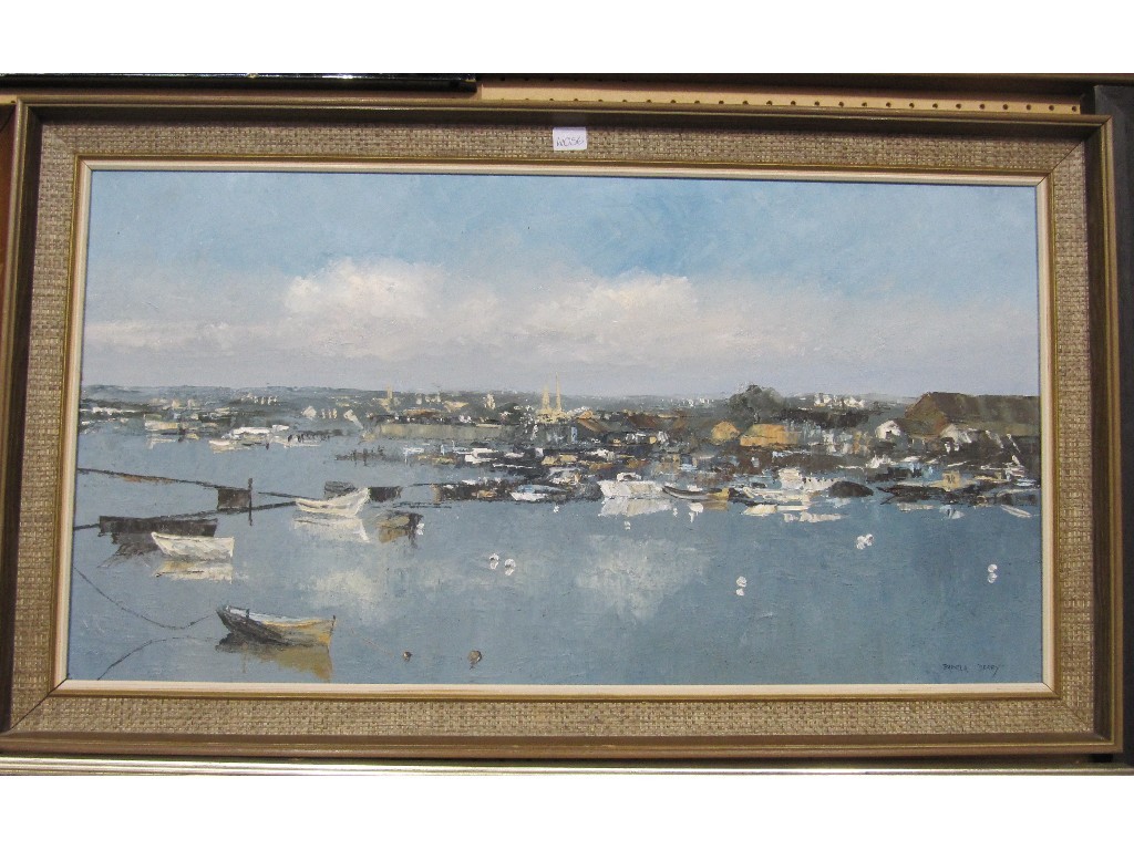 Appraisal: PAMELA DERRY Oil on board harbour scene signed