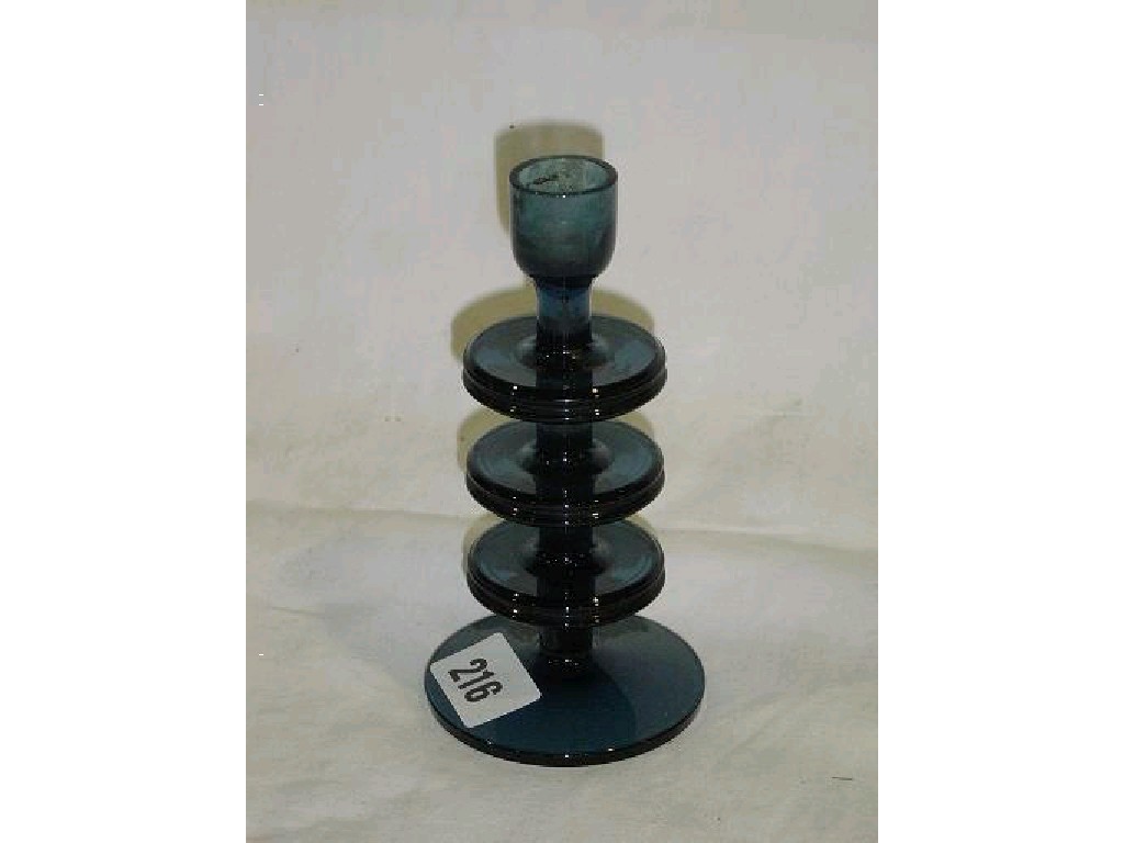 Appraisal: A dark blue Kings Lynn Sheringham type candlestick with sections