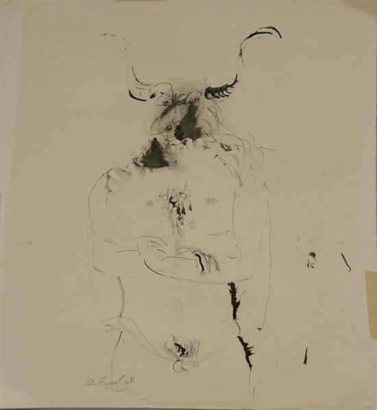 Appraisal: Peter Eugene Sall th century 'Minotaur' signed ink on paper