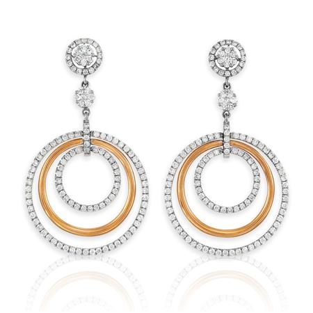 Appraisal: Pair of Two-Color Gold and Diamond Pendant-Earrings Estimate -