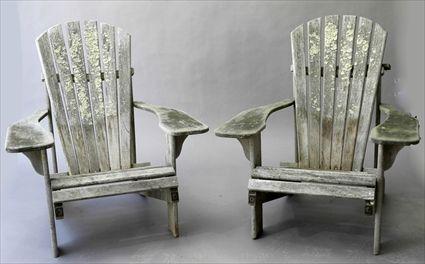 Appraisal: Pair of Adirondack-Style Teak Chairs Wood Classics Inc Labeled x