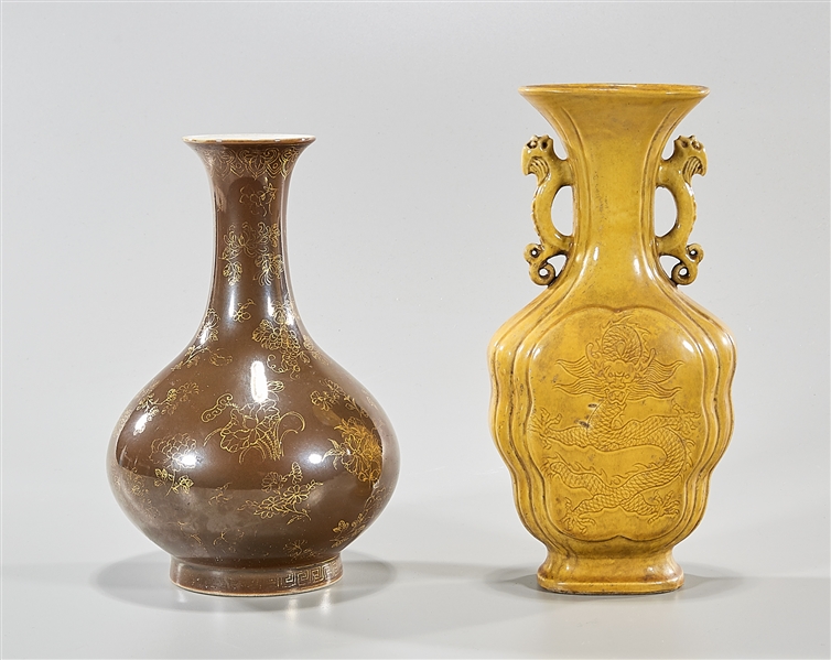 Appraisal: Two Chinese glazed porcelain vases including a brown glazed vase