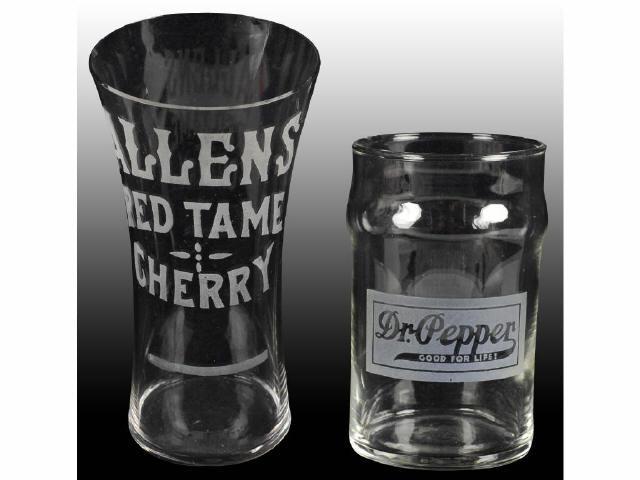 Appraisal: Lot of Etched Glasses Dr Pepper and Allen Tame Description