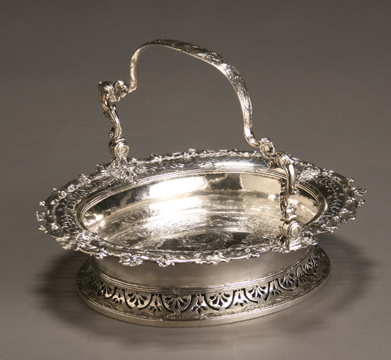 Appraisal: George II Silver Cake Basket Christian Hillan London The oval