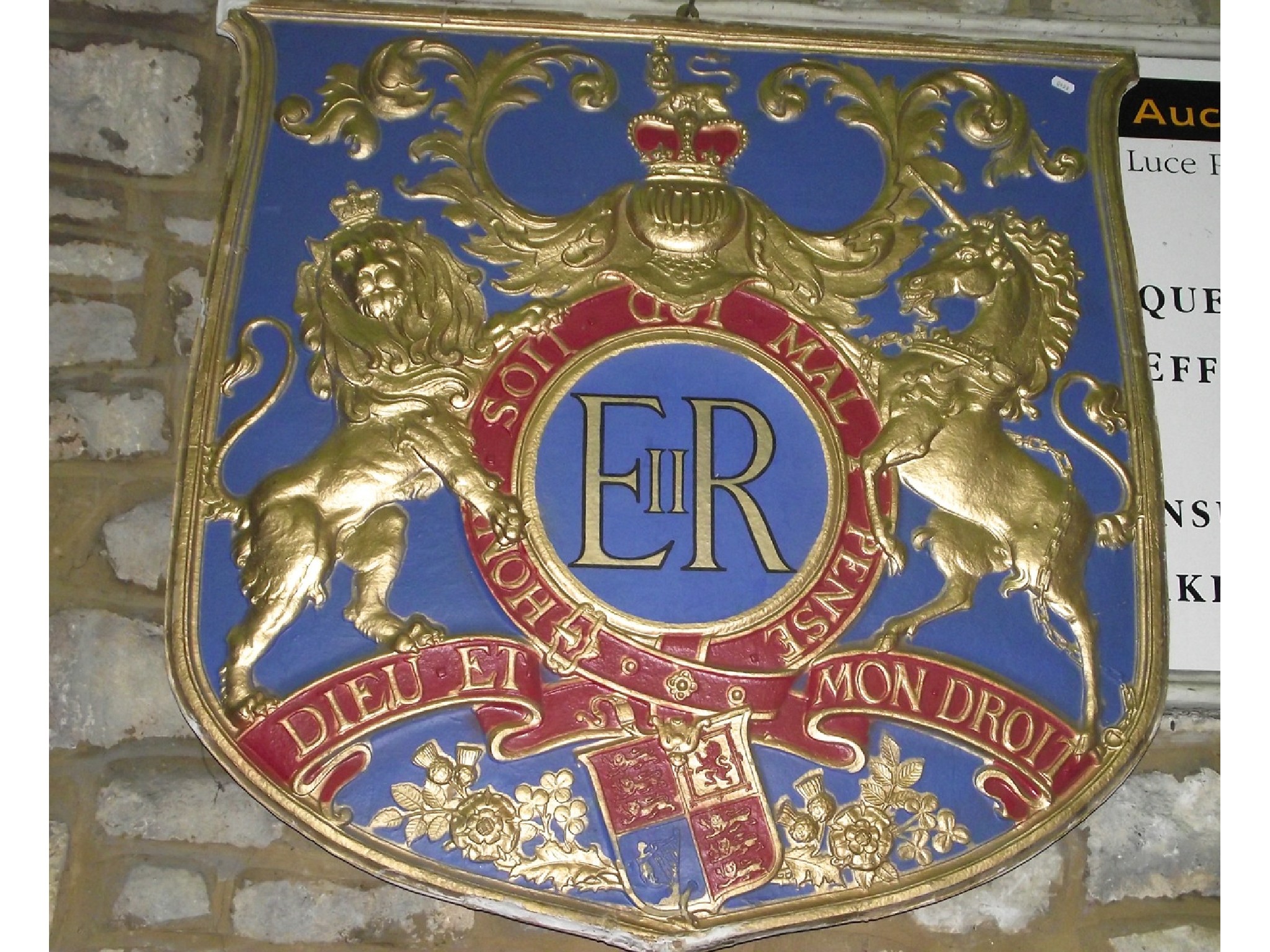 Appraisal: A painted glass fibre Royal Heraldic panel