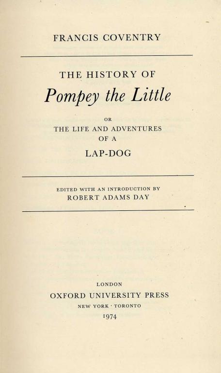 Appraisal: COVENTRY FRANCIS THE HISTORY OF POMPEY THE LITTLE OR THE