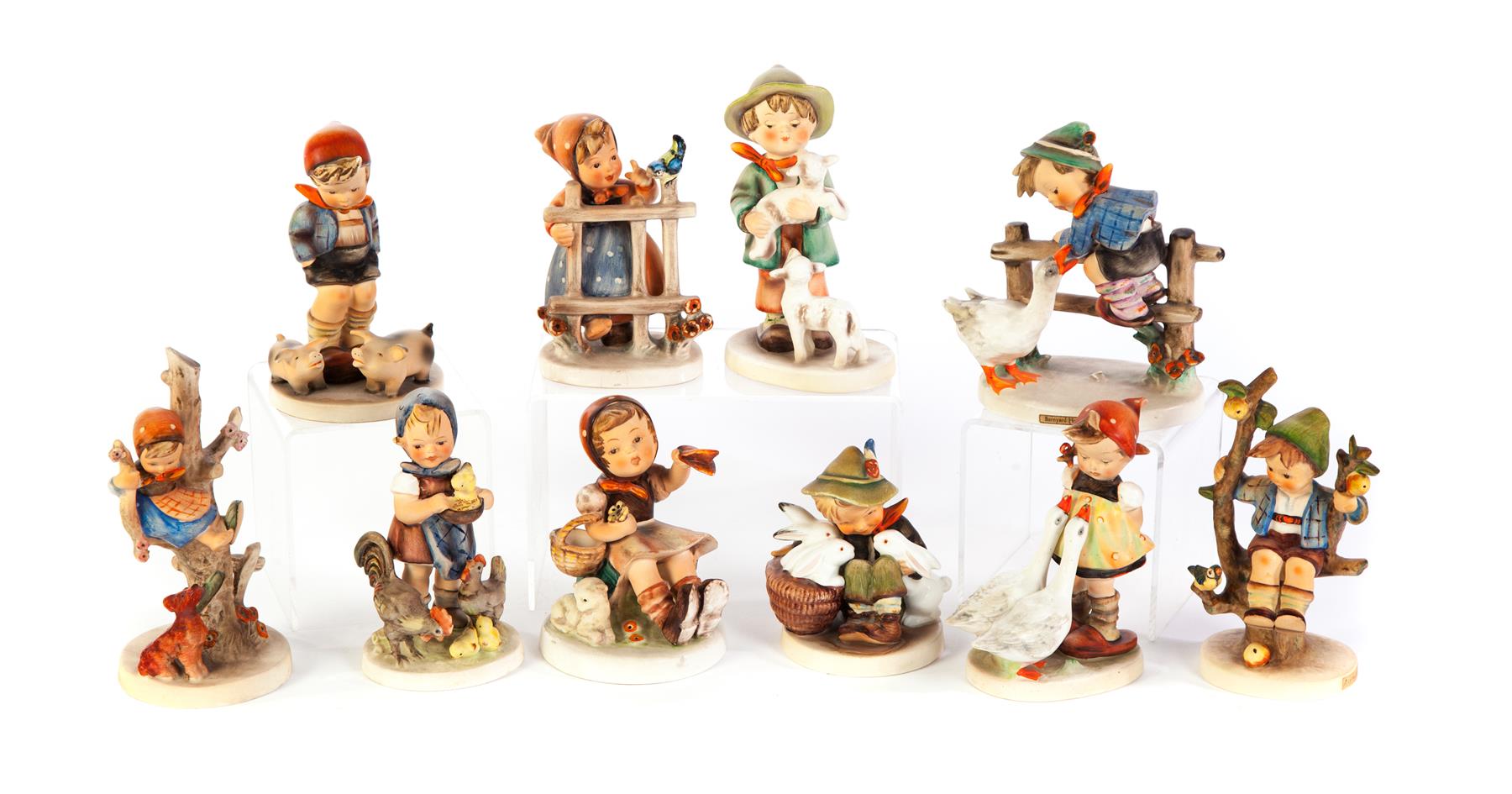 Appraisal: TEN HUMMEL FIGURINES Germany nd half- th century Includes a