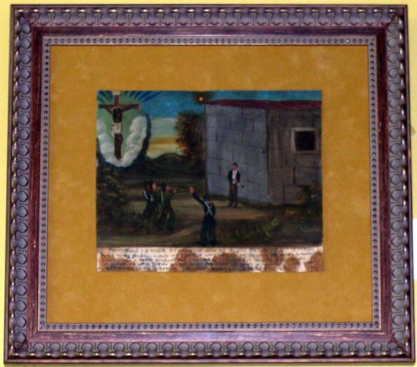 Appraisal: Mexican Provincial Painted Tin Panel depicting a vision of the