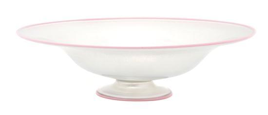 Appraisal: Steuben Verre de Soie Footed Center Bowl having pink rim