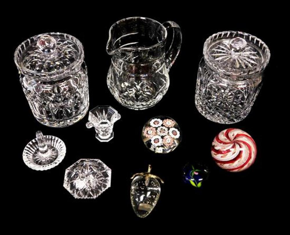 Appraisal: GLASS Paperweights biscuit jars and other accessories ten pieces five