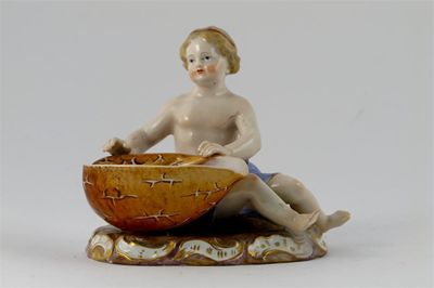 Appraisal: A Meissen sweetmeat figure modelled as a young girl seated