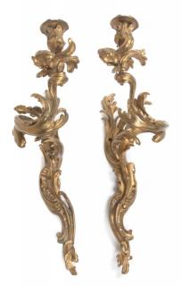 Appraisal: A Pair of Louis XV Style Gilt Metal Single-Light Sconces