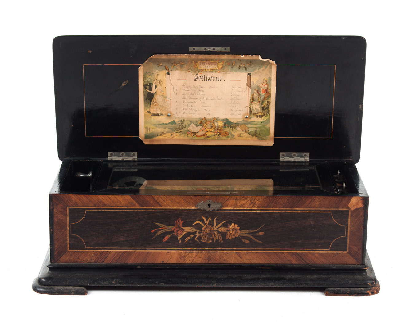 Appraisal: Swiss inlaid rosewood -air cylinder music box late th century