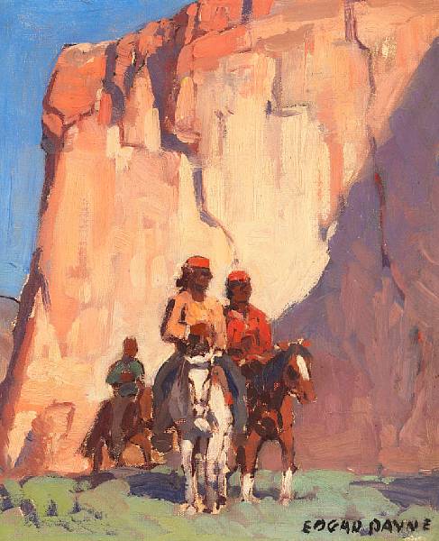 Appraisal: Edgar Payne American - Navajos on Horseback Canyon de Chelly