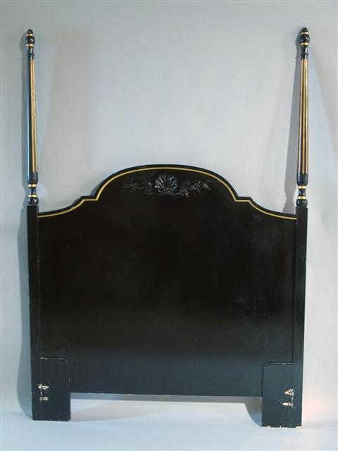 Appraisal: DOROTHY DRAPER STYLE BLACK GOLD BED The black painted full