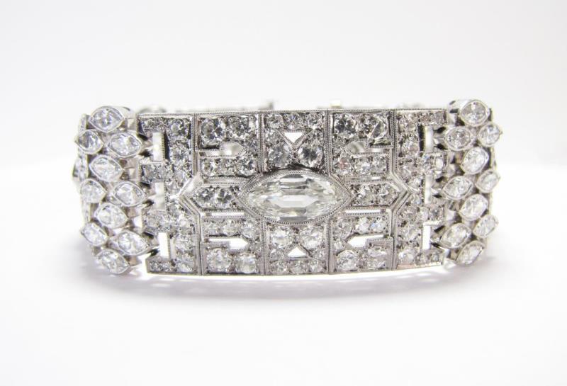 Appraisal: A lady's platinum deco estate bracelet with an estimated ctw