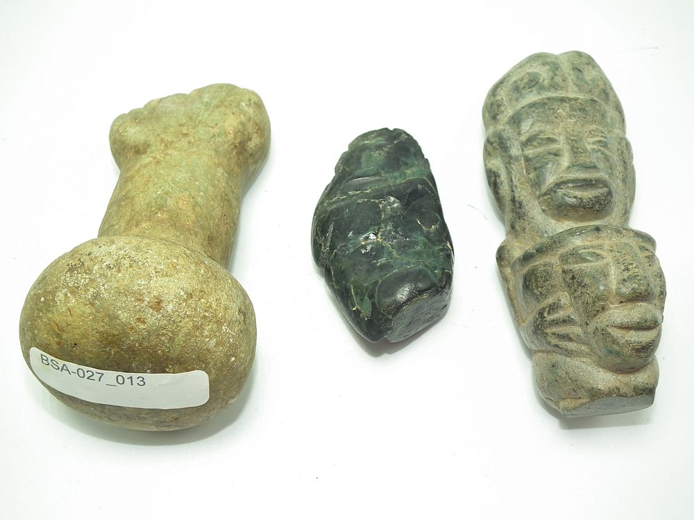 Appraisal: PRECOLUMBIAN STONE ITEMS Pre-Columbian carved stone items including a in