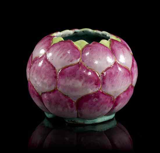 Appraisal: A Famille Rose Lotus Form Water Dropper having pink enamel