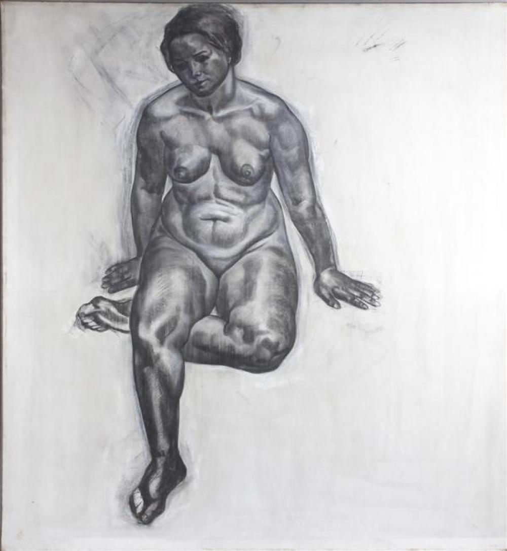 Appraisal: RAMON SHIVA CHICAGO SANTA FE - SEATED FEMALE NUDE CHARCOAL