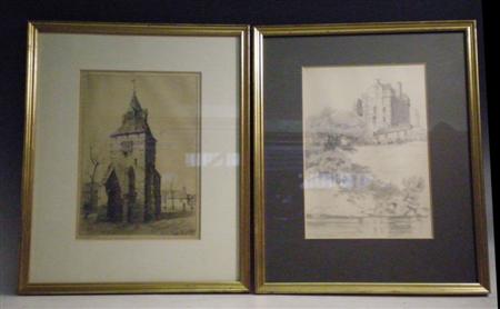 Appraisal: Thomson Alexander P A collection of three pencil sketches of