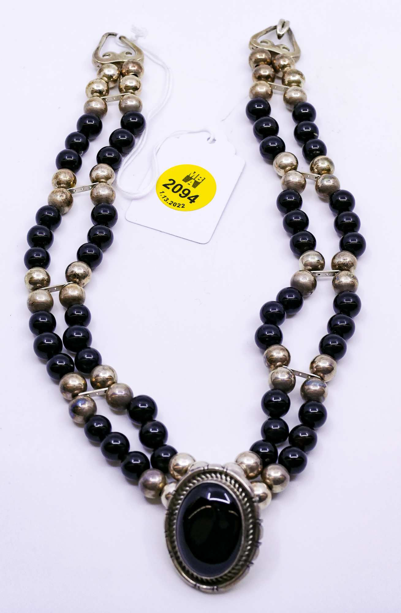 Appraisal: E Etsitty Sterling Onyx Necklace