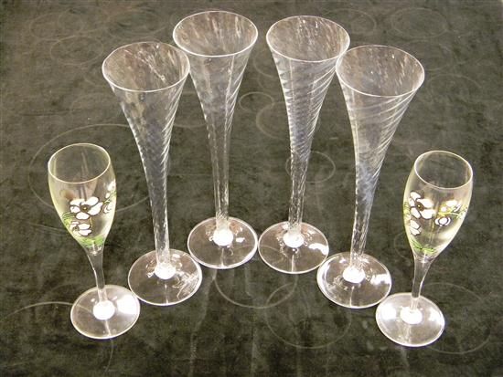 Appraisal: Glassware six pieces including four fluted spiral champagne glasses flared