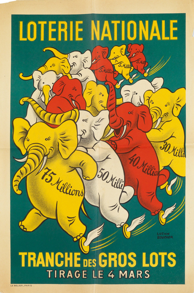 Appraisal: LUCIEN BOUCHER - LOTERIE NATIONALE Group of posters Circa s