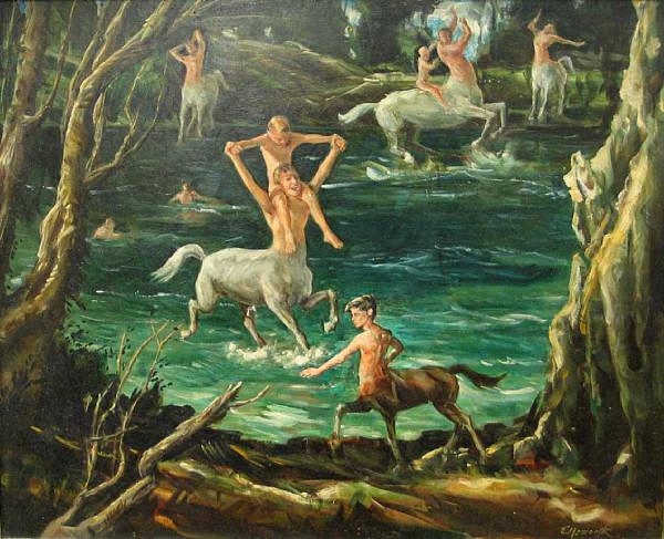 Appraisal: American School th Century Centaurs cavorting signed 'Ellsworth' lower right