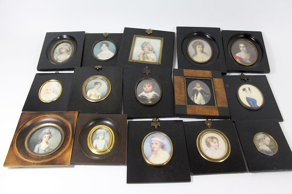 Appraisal: Grouping Of Framed Miniatures signed Cotes and Dervail From a