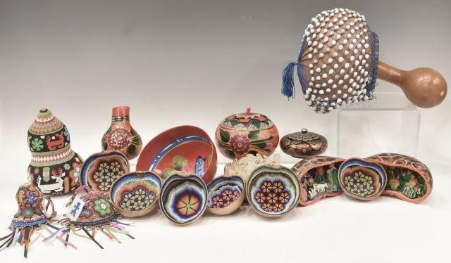 Appraisal: lot of Collection of gourds and decorative items Mexico of