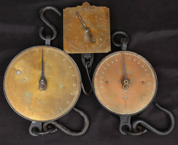 Appraisal: THREE UNUSUAL LATE TH CENTURY BRASS FRONT SCALESONSITE AUCTION This