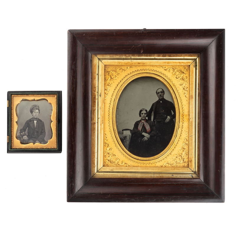 Appraisal: EARLY PHOTOGRAPHY Full plate ambrotype and sixth plate daguerreotype of